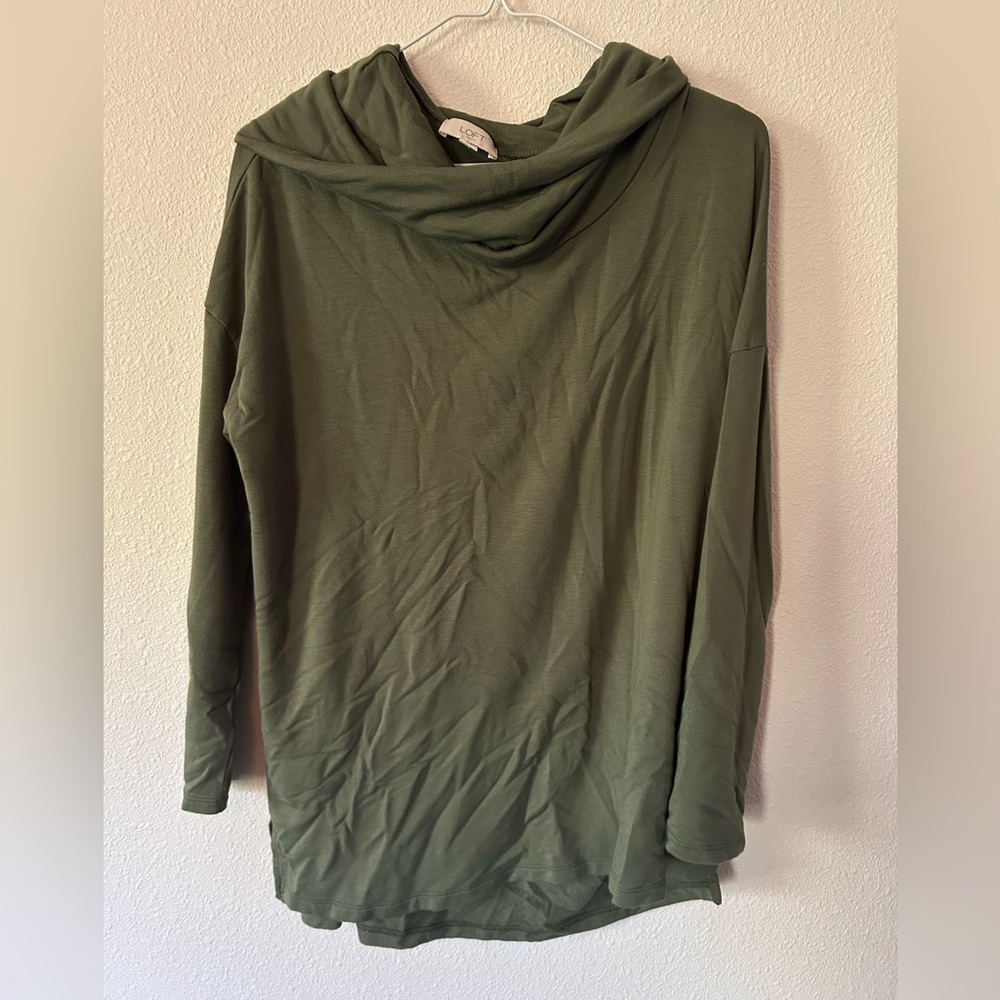 LOFT Olive Green Mock Neck Light Sweater